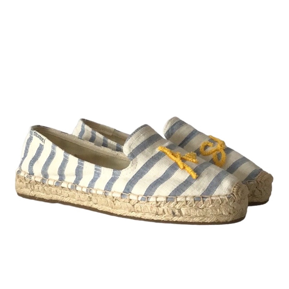 Soludos Blue and White Striped Espadrilles